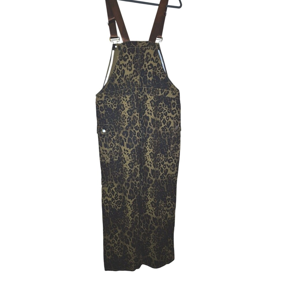 Aelfric Eden Overalls Womens XL Green Animal Print Cargo Pockets Leopard Y2K - Picture 7 of 7